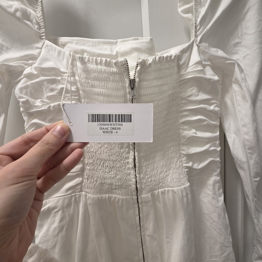 Sz 6 Reformation White Organic Cotton Isaac Dress NWT - Picture 5 of 5